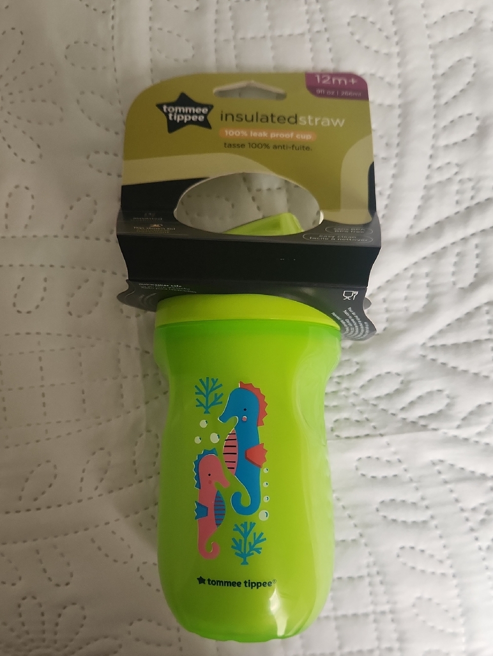 Tommee Tippee Insulated Straw Cup - Green with Seahorse Design